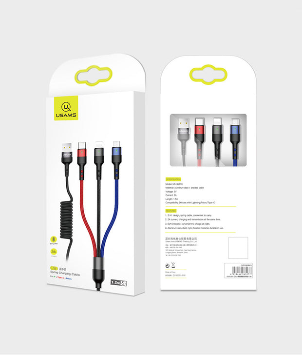 Aluminum Alloy Braided Three-in-one Charging Cable