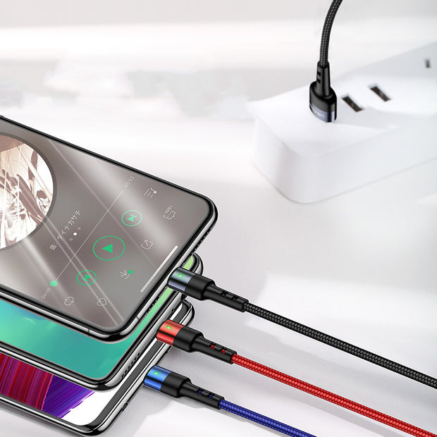 Aluminum Alloy Braided Three-in-one Charging Cable